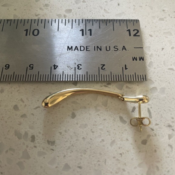 Tiffany & Co. 18k Yellow Gold Elsa Peretti Elongated Teardrop Dangle Earrings - Picture 10 of 12